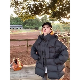 黑色羽绒服女2025冬季新爆款小个子上档次保暖加厚连帽白鸭绒外套