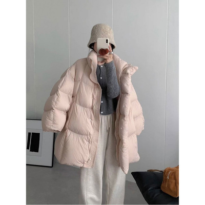 云朵泡芙羽绒棉服女2025冬季新款中长款小个子慵懒感韩系棉袄外套