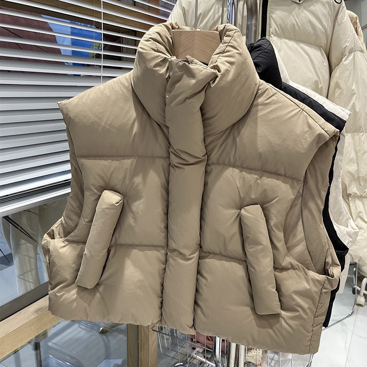 短款立领韩版羽绒服马甲2024秋冬季女士潮流时尚宽松百搭马夹背心