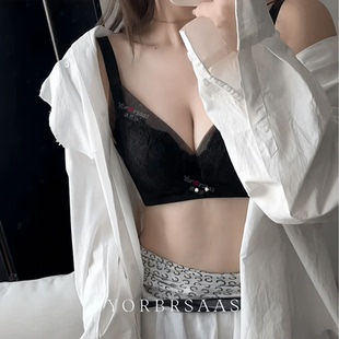 诱芭莎AB中厚杯无钢圈蕾丝小胸聚拢收副乳舒适不勒有型32085