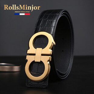 爱马男仕香港皮带真皮奢侈品平滑扣头层牛皮裤带高端鳄鱼纹男腰带