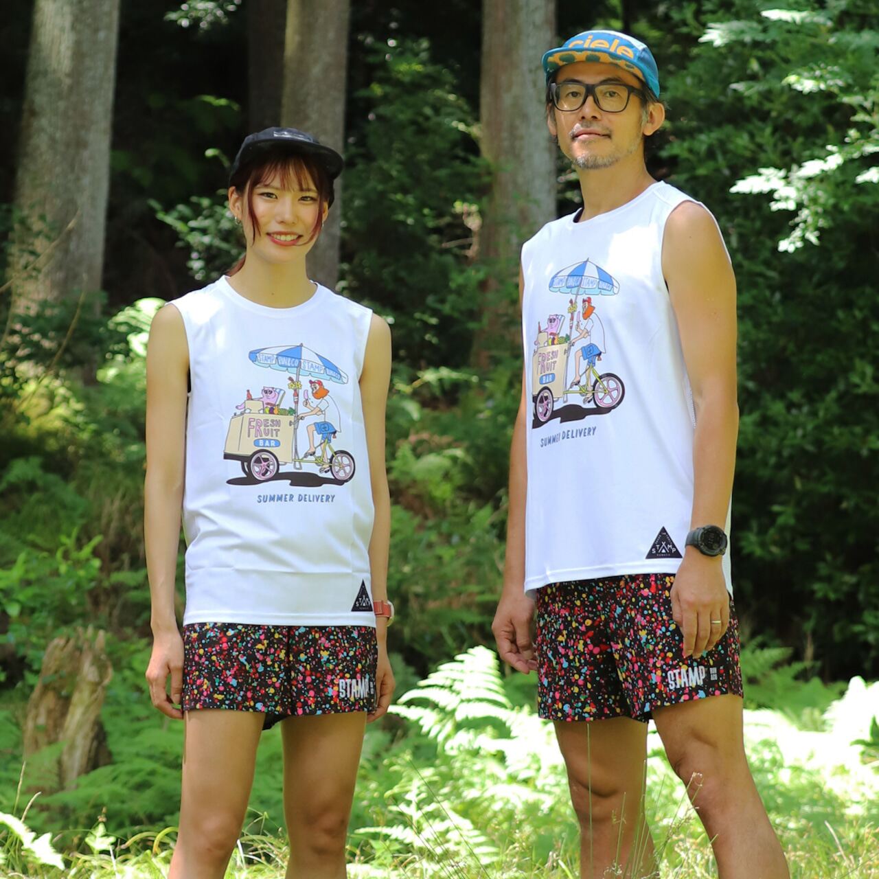 包税包邮 江户久得 STAMP RUN&CO 男女无袖T恤 户外跑步 日本代购