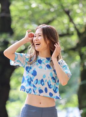 包税包邮 江户久得 JINGER 女士短款短袖T恤 户外跑步 日本代购