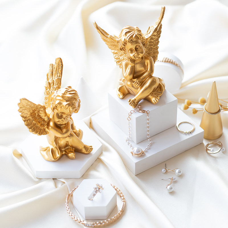 饰季陈列 北欧金色天使摆件创意摄影拍照拍摄软装饰品道具