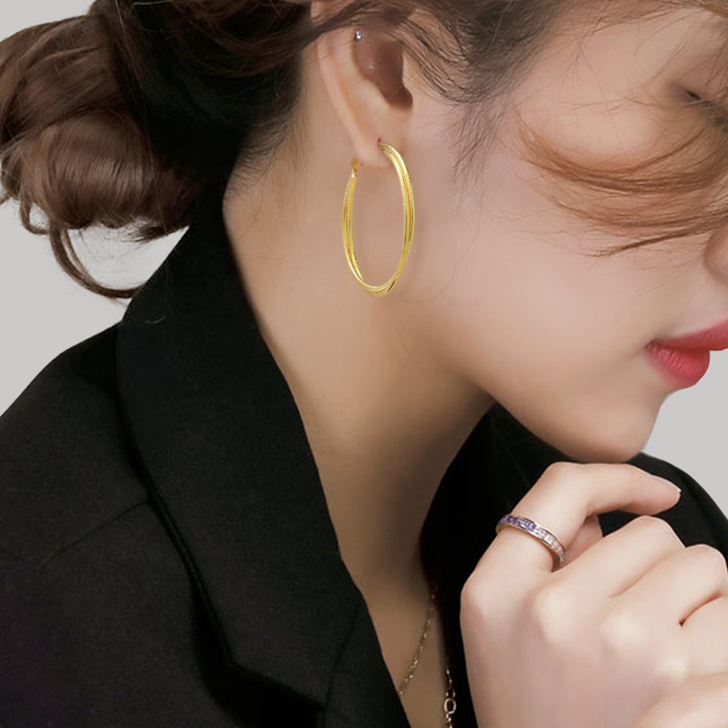 韩版气质百搭时尚金属圈圈耳环女小众网红通勤银针耳坠高级感耳饰