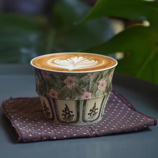 莓子手作 即非 复古冰梅咖啡杯手绘陶瓷釉下彩景德镇拉花手握杯