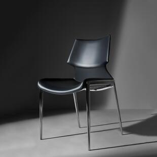 极简餐椅家用设计师简约现代小户型马鞍皮会客洽谈饭厅酒店会议椅