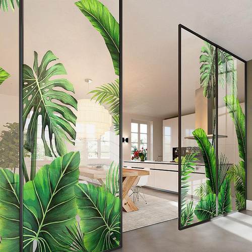 绿植厨房阳台玻璃贴门贴纸卫生间浴室窗户贴画装饰植物窗花纸墙贴