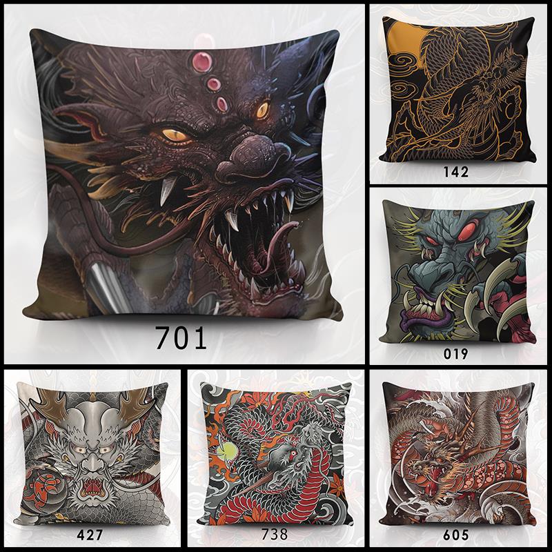 纹身抱枕刺青龙头亲肤双面图枕头配枕芯客厅沙发靠垫定制枕头靠枕