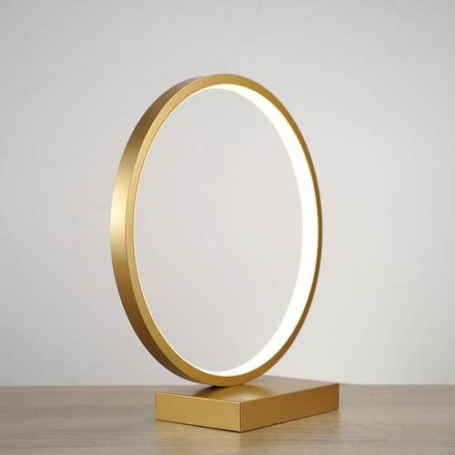 金色圆形环圈台灯大底座光环神台LED客厅简约百搭个性氛围USB5v