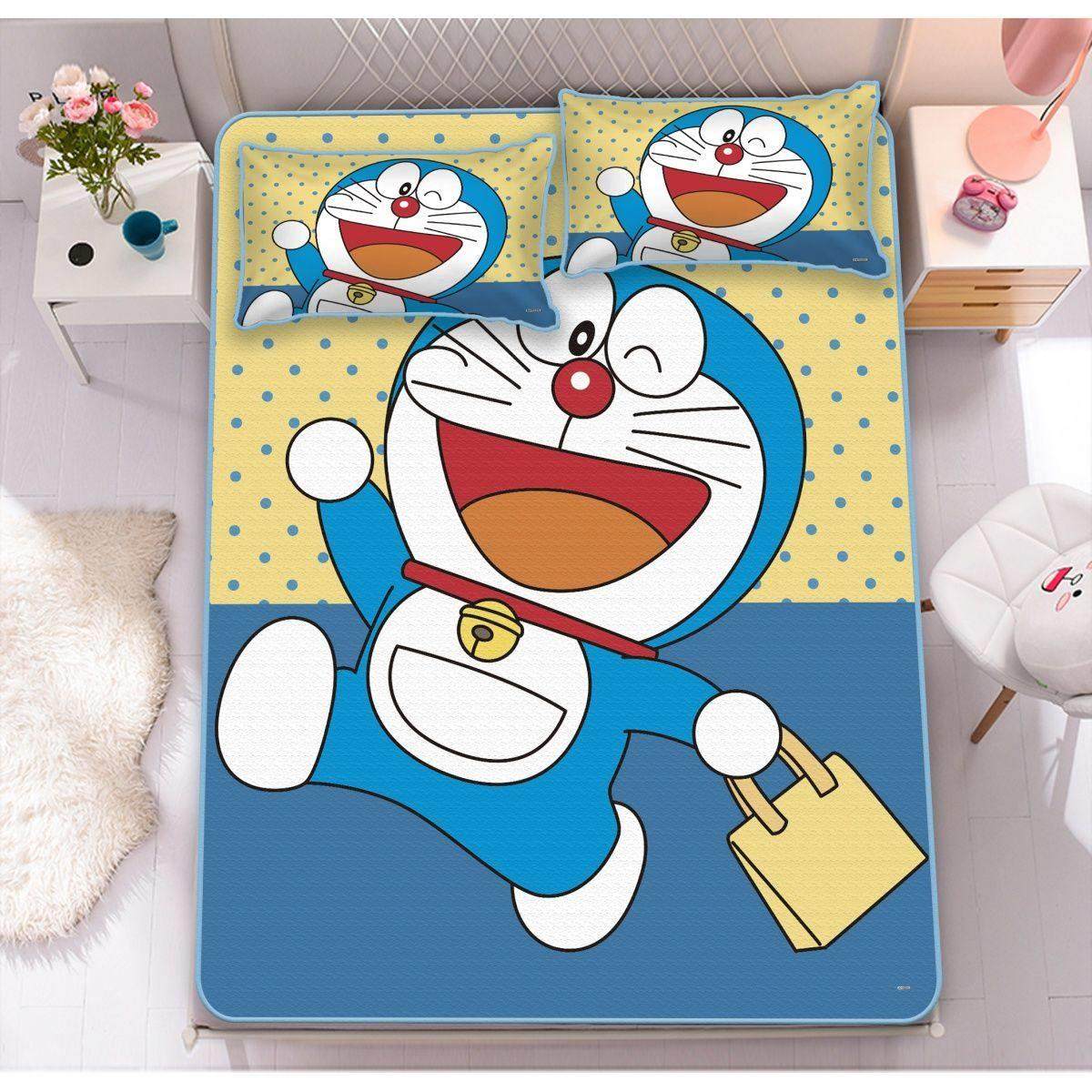 卡通哆啦A梦凉席动漫儿童空调席三件套可折叠学生冰丝席宿舍0.9米,床上用品,冰丝席,淘宝优惠券,粉丝福利购,淘宝优惠卷