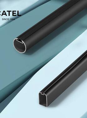 亚光黑色圆形h型衣架室内衣柜r型衣架横杠单极铝合金固定衣架