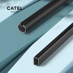 亚光黑色圆形h型衣架室内衣柜r型衣架横杠单极铝合金固定衣架