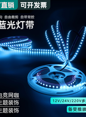 24V低压冰蓝色LED灯带贴片粘自粘浅湖蓝电竞科幻氛围天蓝高亮灯条