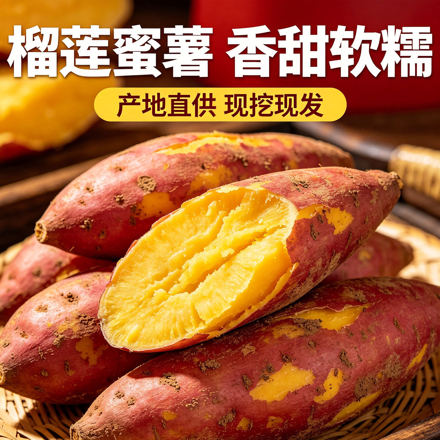 正宗真榴莲蜜薯黄心红薯新鲜农家新鲜现挖红薯烤地瓜番薯5斤整箱