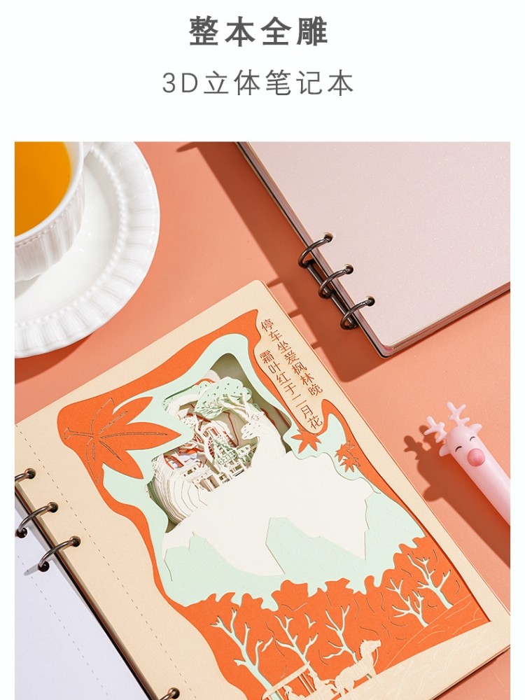 유행 문화와 창조적 인 3D 노트북 종이 조각 중공 일기 교사 학생 창조적 인 노트북 A5 책 선물