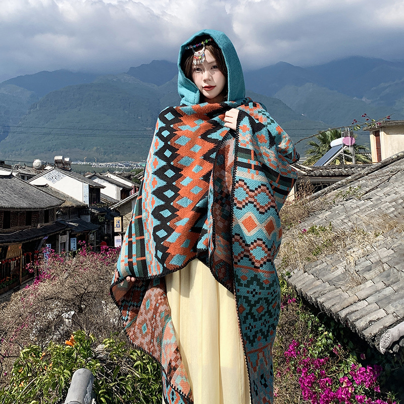 云南民族风大披肩斗篷披风女外搭