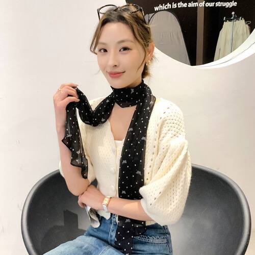 丝巾乔其纱装饰轻薄领巾长条法式