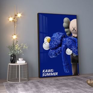 kaws克莱因蓝暴力熊装 饰画客厅高级感沙发背景挂画玄关卧室壁画