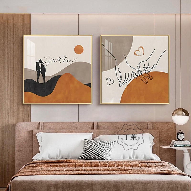 卧室装饰画情侣接吻浪漫温馨床头画酒店公寓主卧房间治愈系挂画