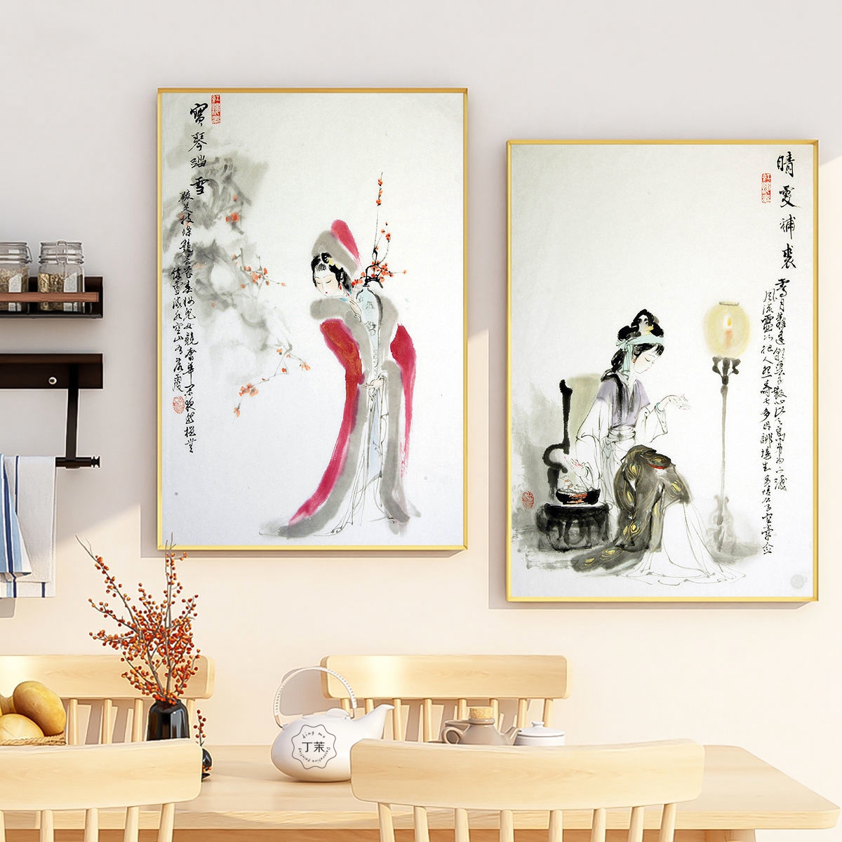国风红楼梦人物装饰画餐厅金陵十二钗复古墙上壁画书房饭店挂画图片