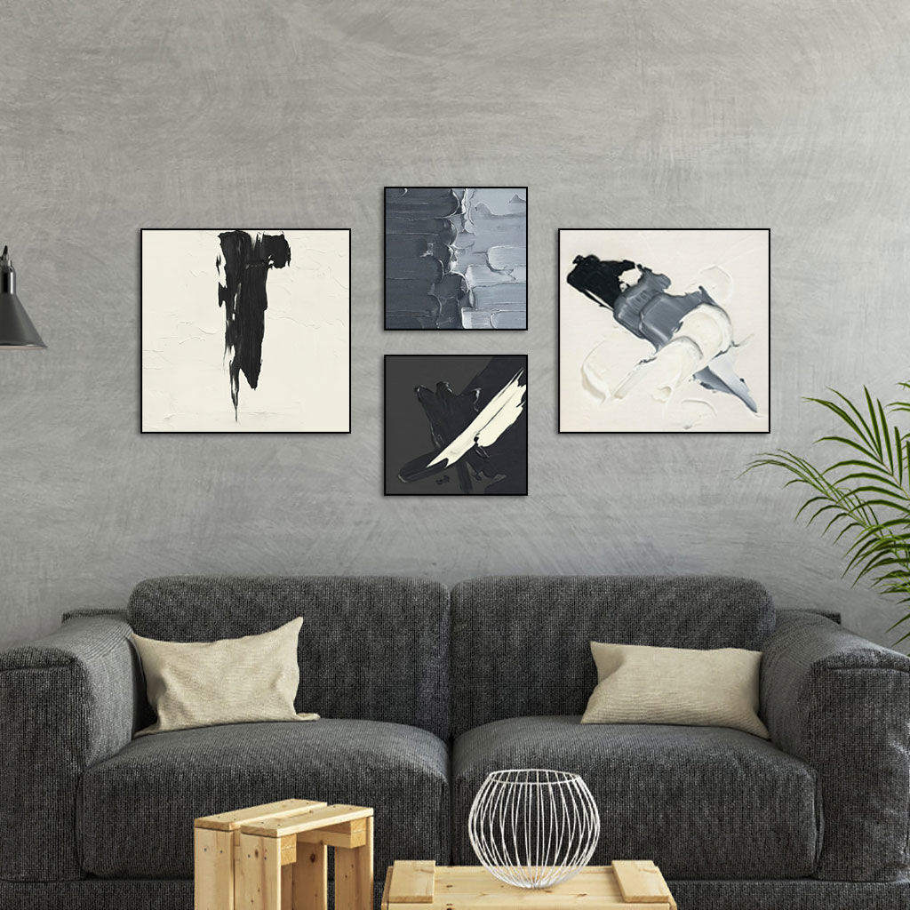 简约北欧抽象黑白灰挂画色块轻奢玄关装饰画工业风墙壁画客厅挂画图片