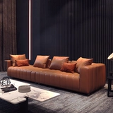 Современный изогнутый кожаный диван, воловья кожа