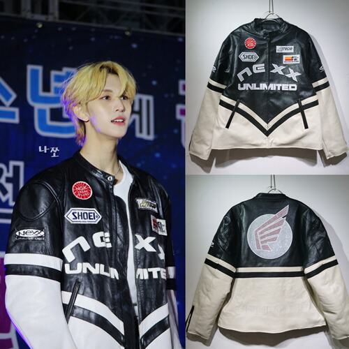 SAIMT机车风皮质赛车服夹克男