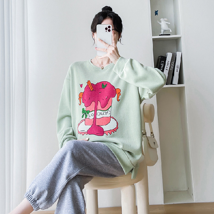 임부복 가을 겨울 정장 봄 상의 패셔너블한 루즈 캐주얼 스웨트 셔츠 봄 가을 아우터 투피스 봄 정장