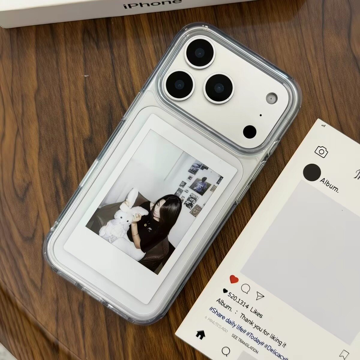 来图定制拍立得17手机壳15适用苹果iPhone14pro高透明硬壳16情侣13/12简约11防摔8p保护套X创意plus亚克力