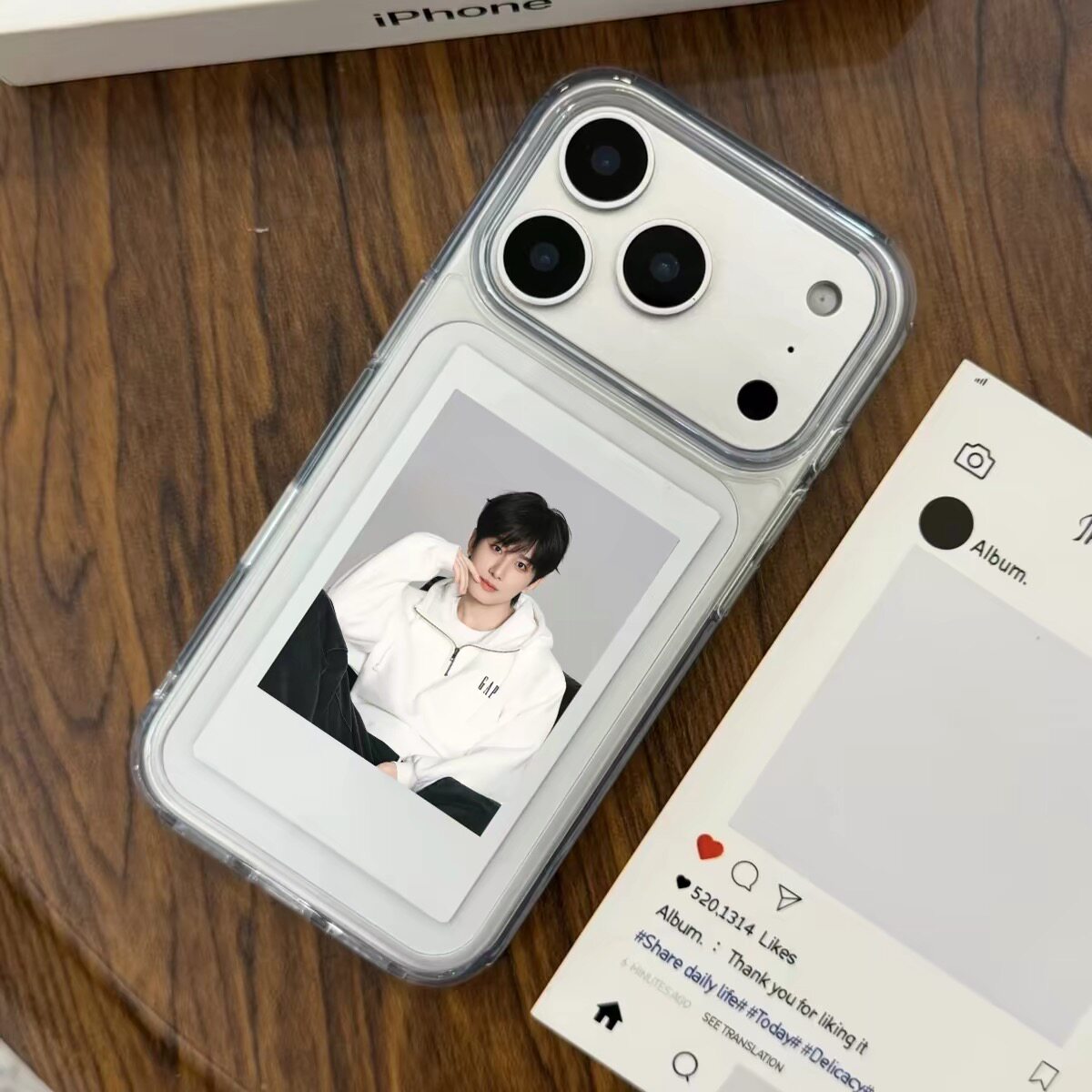 DIY成毅拍立得照片适用苹果18Promax手机壳16来图定制15高透iPhone14情侣13潮12防摔11保护套xs
