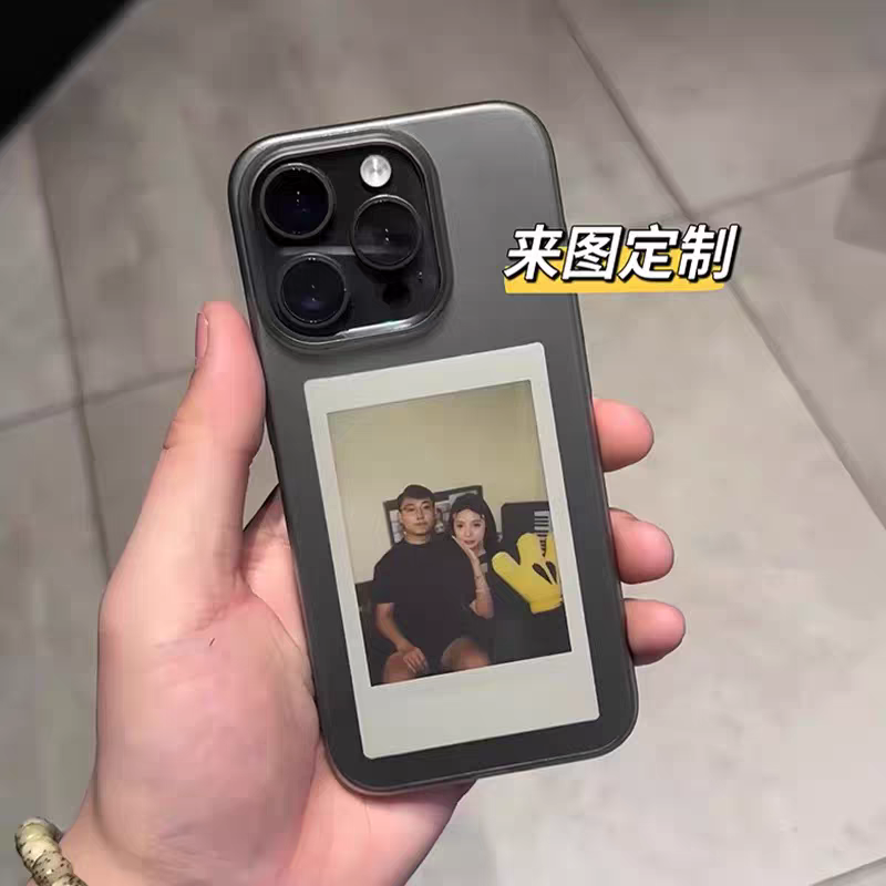 高级diy拍立得照片磨砂防指纹透黑硬壳17来图定制适用iPhone16promax苹果15手机壳13透明12情侣14简约