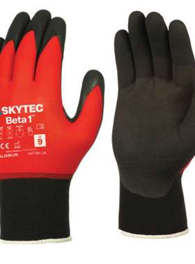 Skytec SKY50 Beta 1 黑色红色尼龙尼龙氨纶手套 10/XL 丁腈泡沫