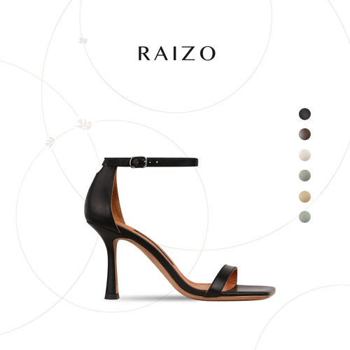 RAIZO手工一字带高跟凉鞋