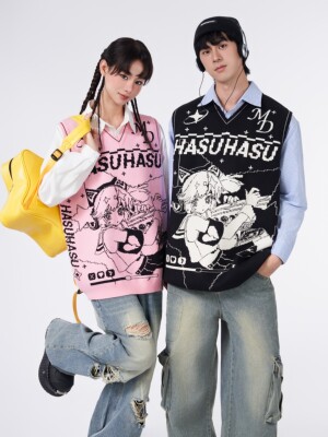 MuseDash 针织背心 赠游戏内插图 春秋V领无袖叠穿毛衣喵斯快跑