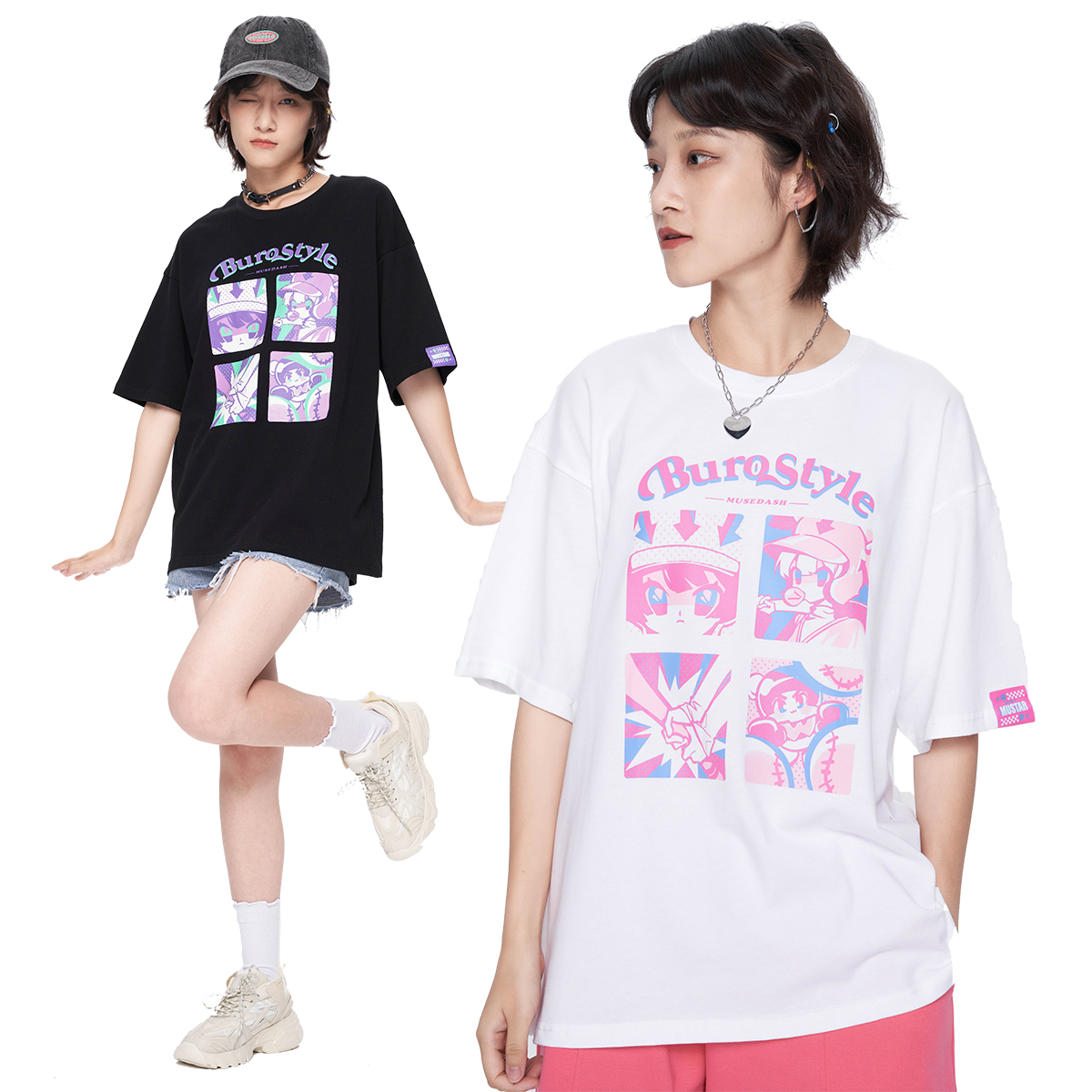 MuseDash buro style T恤宽松纯棉短袖日系夏装帅气动漫