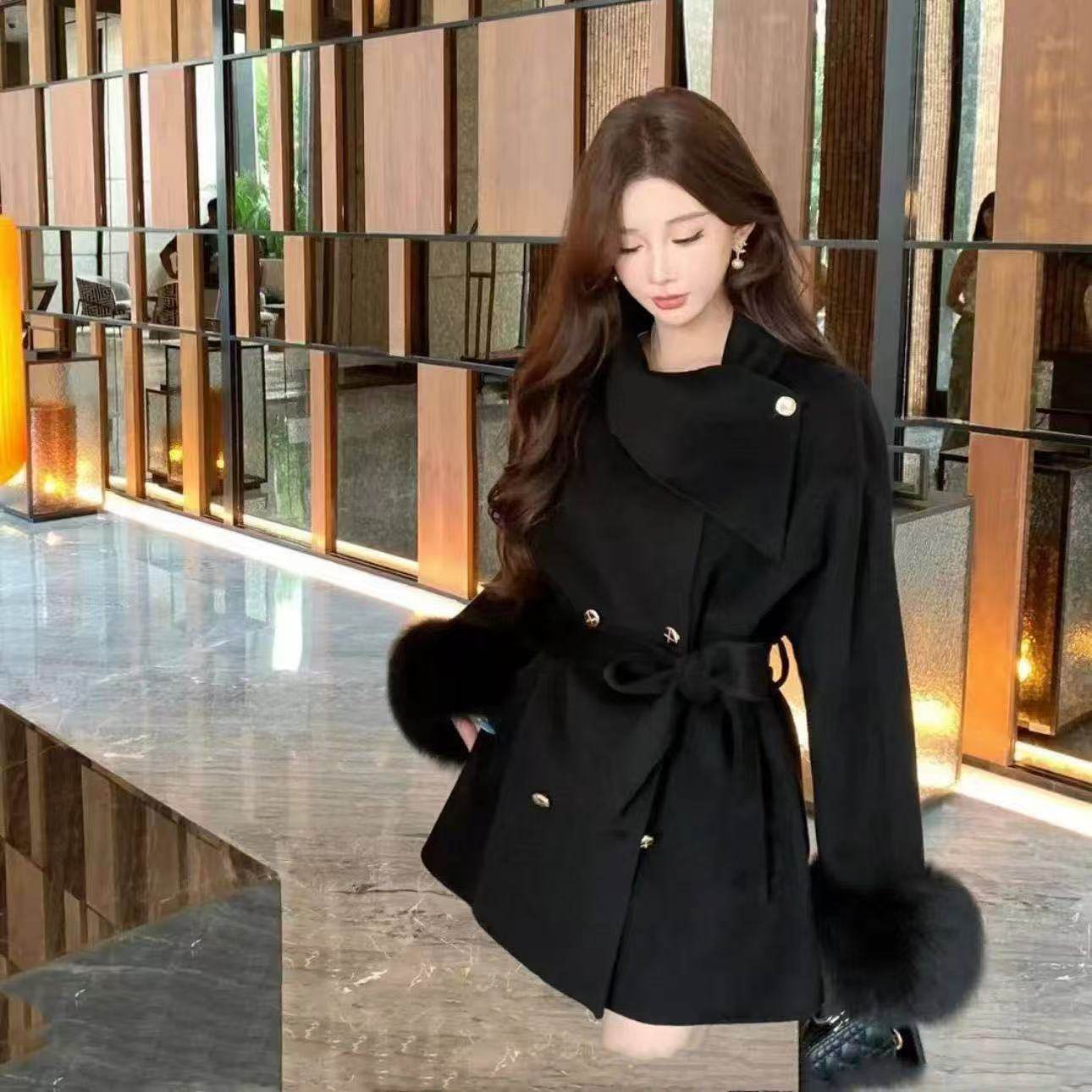 秋冬2025巨好看的呢子厚款大衣女法式显瘦围脖毛袖中长款毛呢外套,女装/女士精品,大码呢大衣,淘宝优惠券,粉丝福利购,淘宝优惠卷