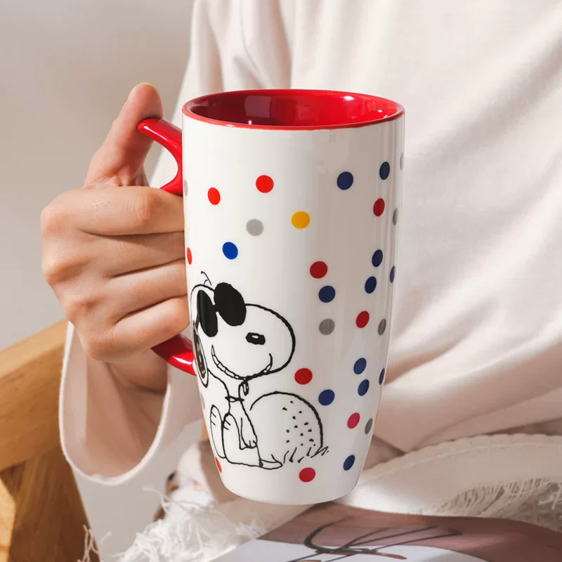 [Официальная подлинная керамическая кружка Snoopy с крышкой большая ёмкость INS мультфильм подарочная]