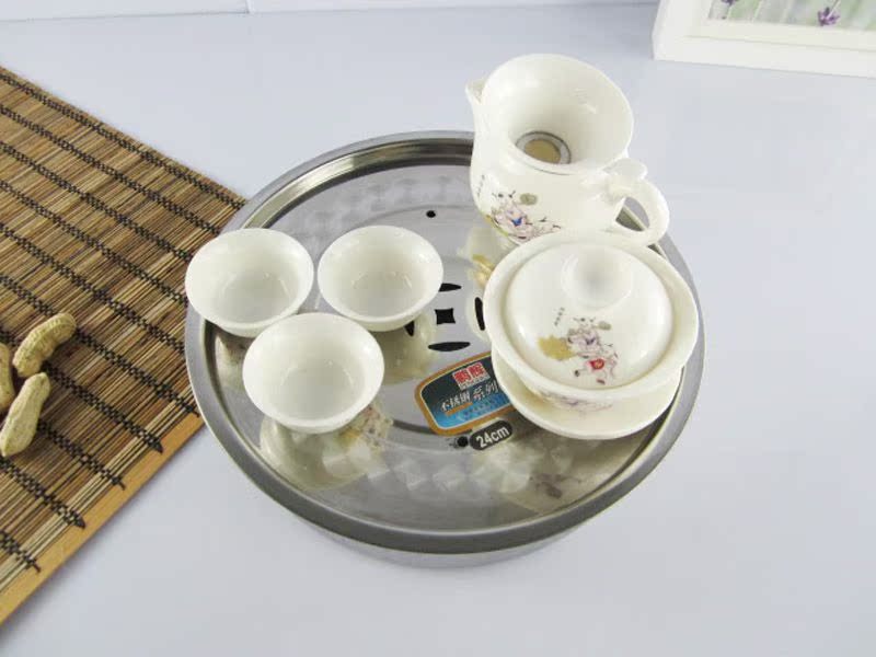 不锈钢加厚/圆形款茶盘多茶盘音【抖特价功夫/茶盘同/|msdalam kategori pinggan mangkuk, set teh, dulang teh - dari Buy2taobao.com untuk memberikan perkhidmatan ejen Taobao profesional membeli