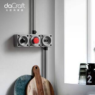 明装开关水泥按键电源单控工业风金属拨动家用复古墙壁插座套装