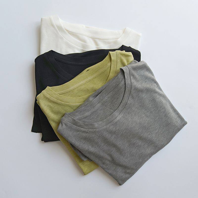 长袖面膜T恤女薄款超软简约圆领白色显瘦修身打底衫防晒春秋新款