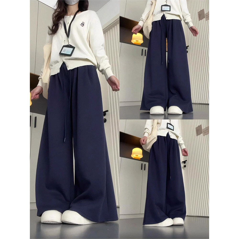 美式运动裤女低腰2025新款春秋宽松显瘦阔腿裤小个子休闲直筒卫裤