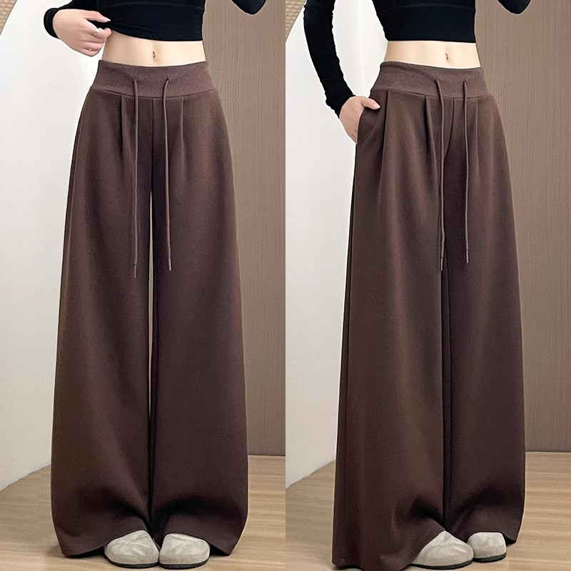 咖色美式运动裤女春秋季2025新款小个子宽松显瘦低腰休闲阔腿卫裤
