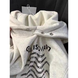 柚纪美式 休闲百搭情侣上衣潮 高街重磅棉连帽卫衣女ins潮秋冬新款