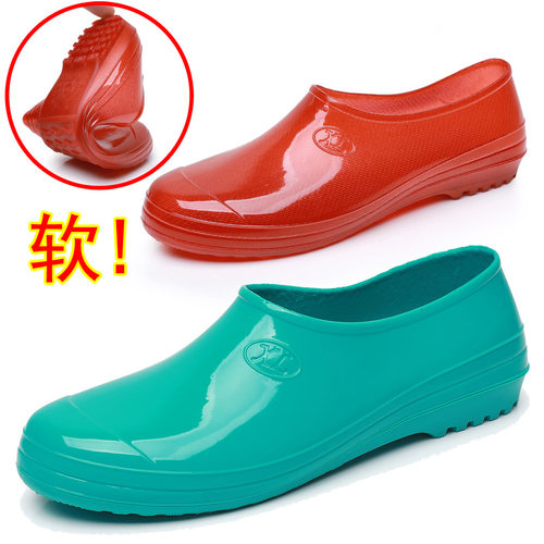 女士短筒雨鞋春秋劳保单鞋防水防滑平跟软底塑胶鞋厨房工作鞋雨靴