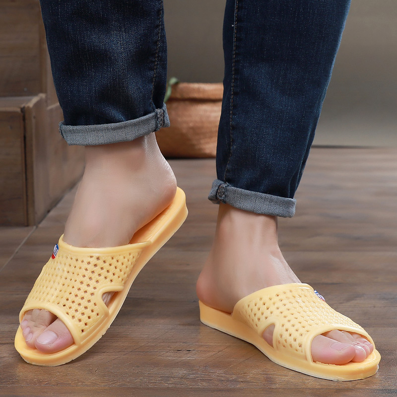 一字拖男拖鞋夏塑胶耐磨家用防滑洗澡软底室内中老年浴室居家凉拖