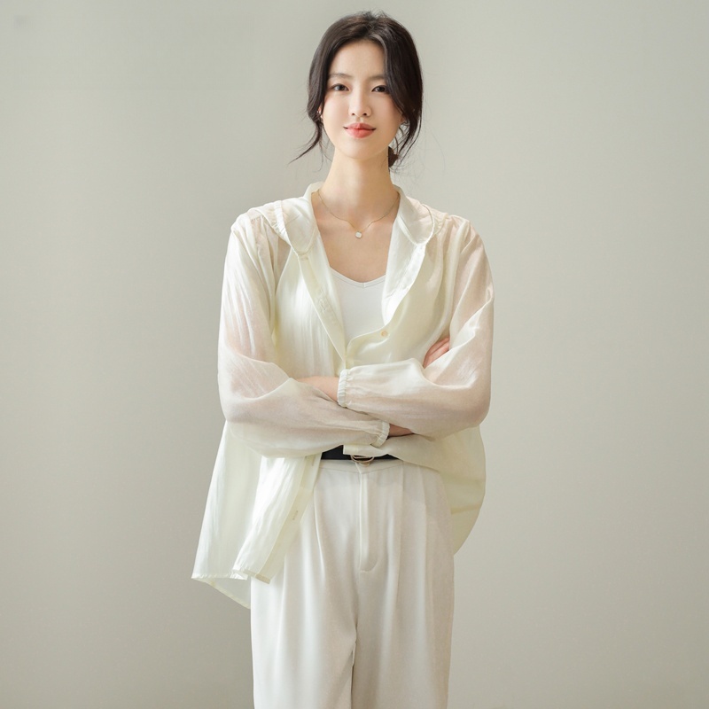 2025新款防晒衬衫女装夏季薄款雪纺高级设计感长袖开衫上衣外套