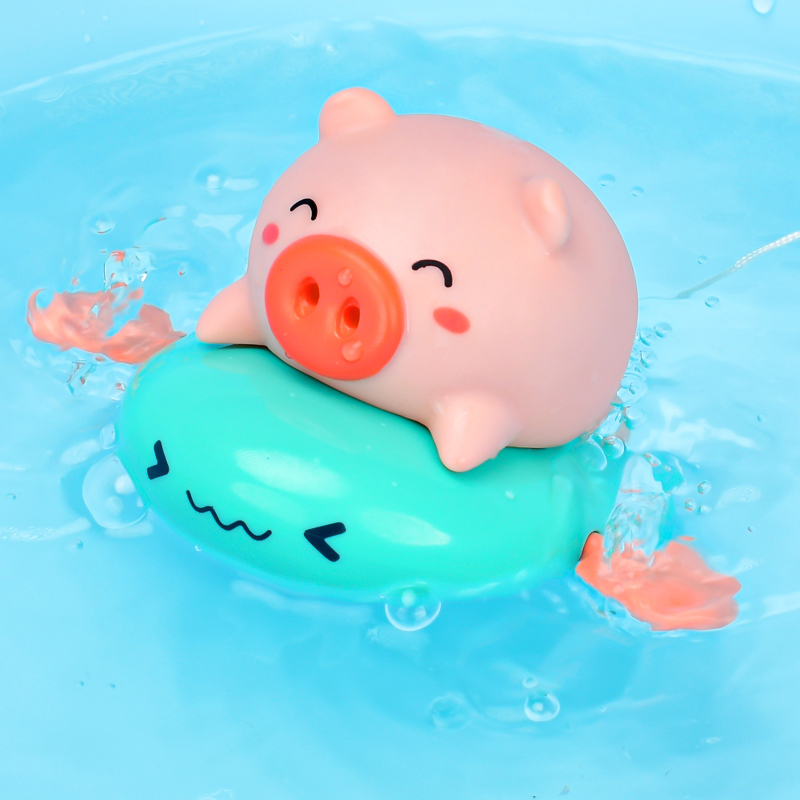 宝宝洗澡玩具儿童戏水小猪骑飞鱼游泳喷水婴儿沐浴男女孩子抖音