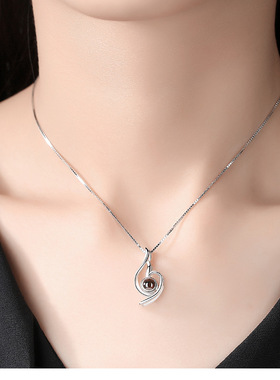 项链女一百种语言锁骨链爱的告白轻奢小众投影记忆七夕情人节