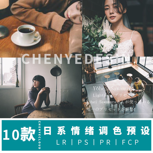 PS调色日系情绪人像文艺调色LR预设LUT婚礼PR/FCPX手机调色滤镜